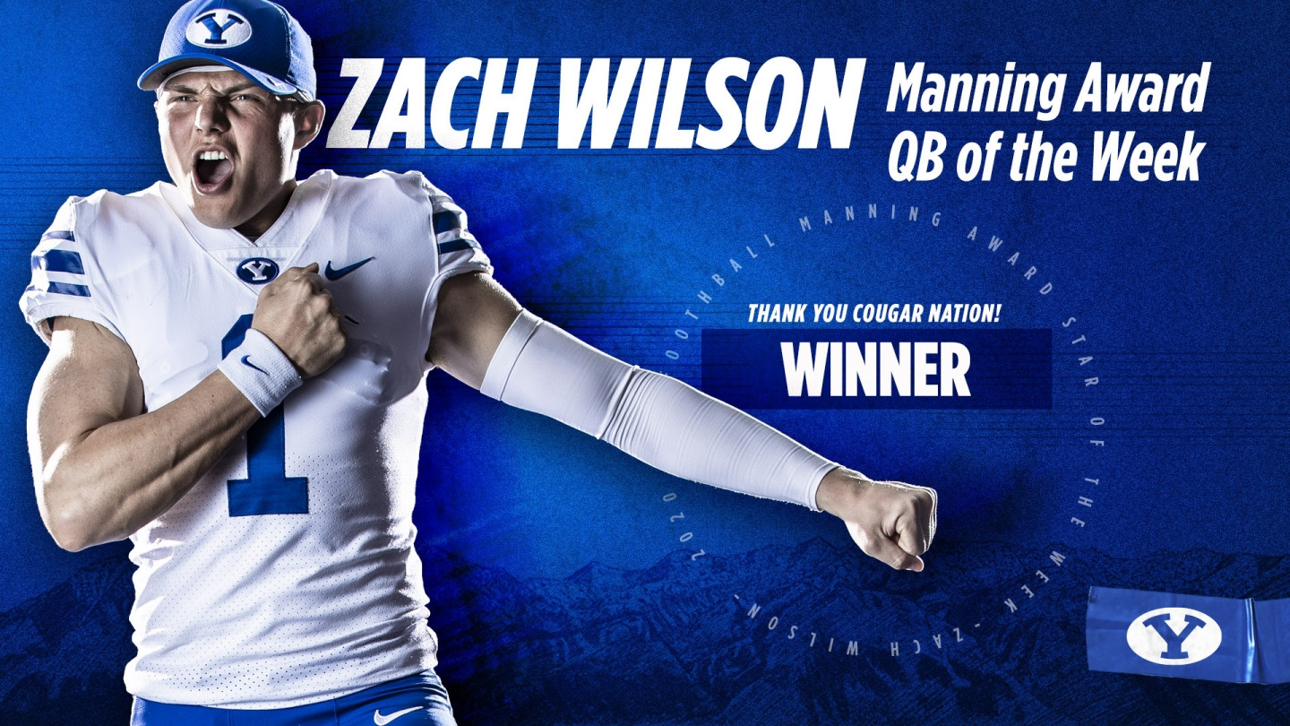 Zach Wilson wins Manning Award QB of the Week - BYU Athletics