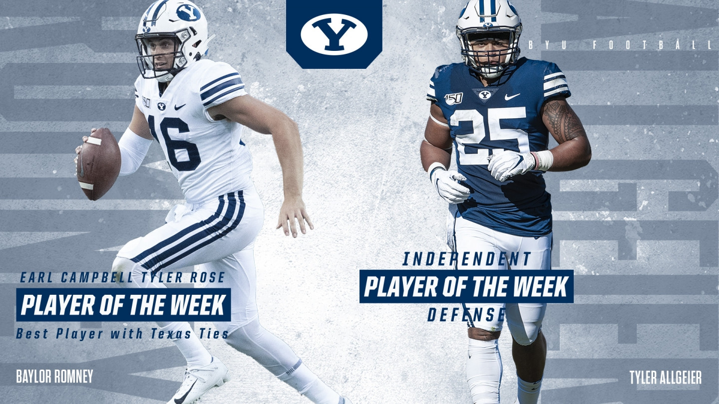 Baylor Romney, Tyler Allgeier receive weekly honors - BYU Athletics -  Official Athletics Website - BYU Cougars
