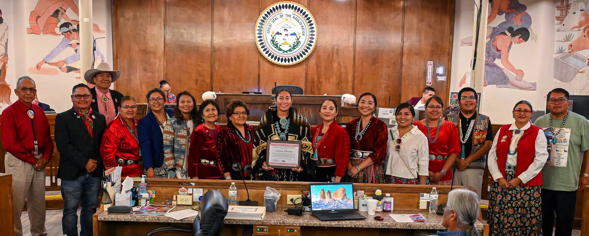 Sydney Benally is recognized by the 25th Navajo Nation Council for her contributions to the Navajo Nation.