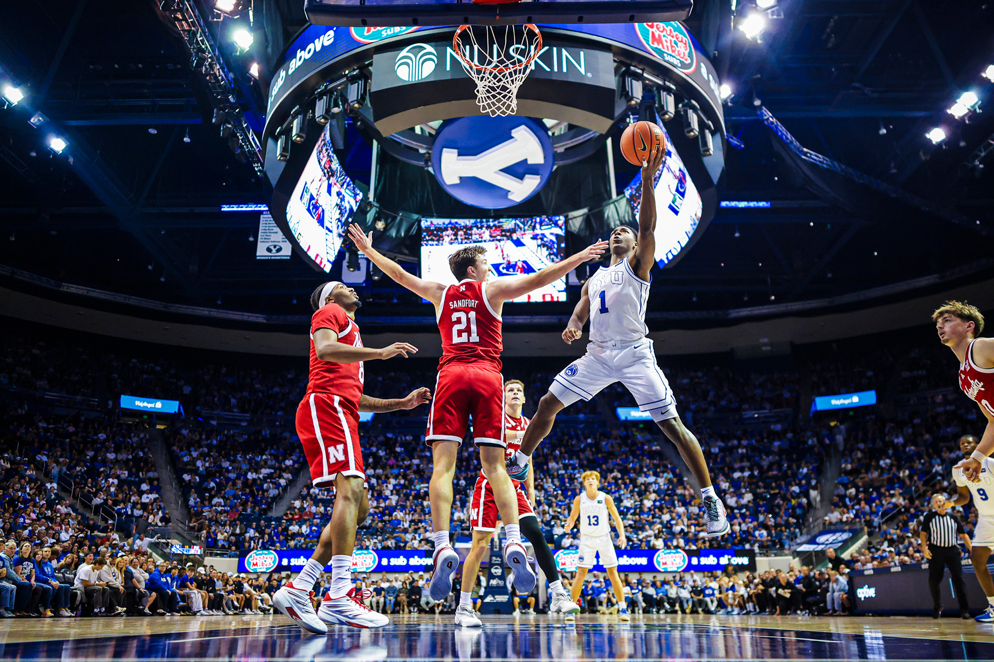 Robert Wright III goes for a layup against Nebraska.