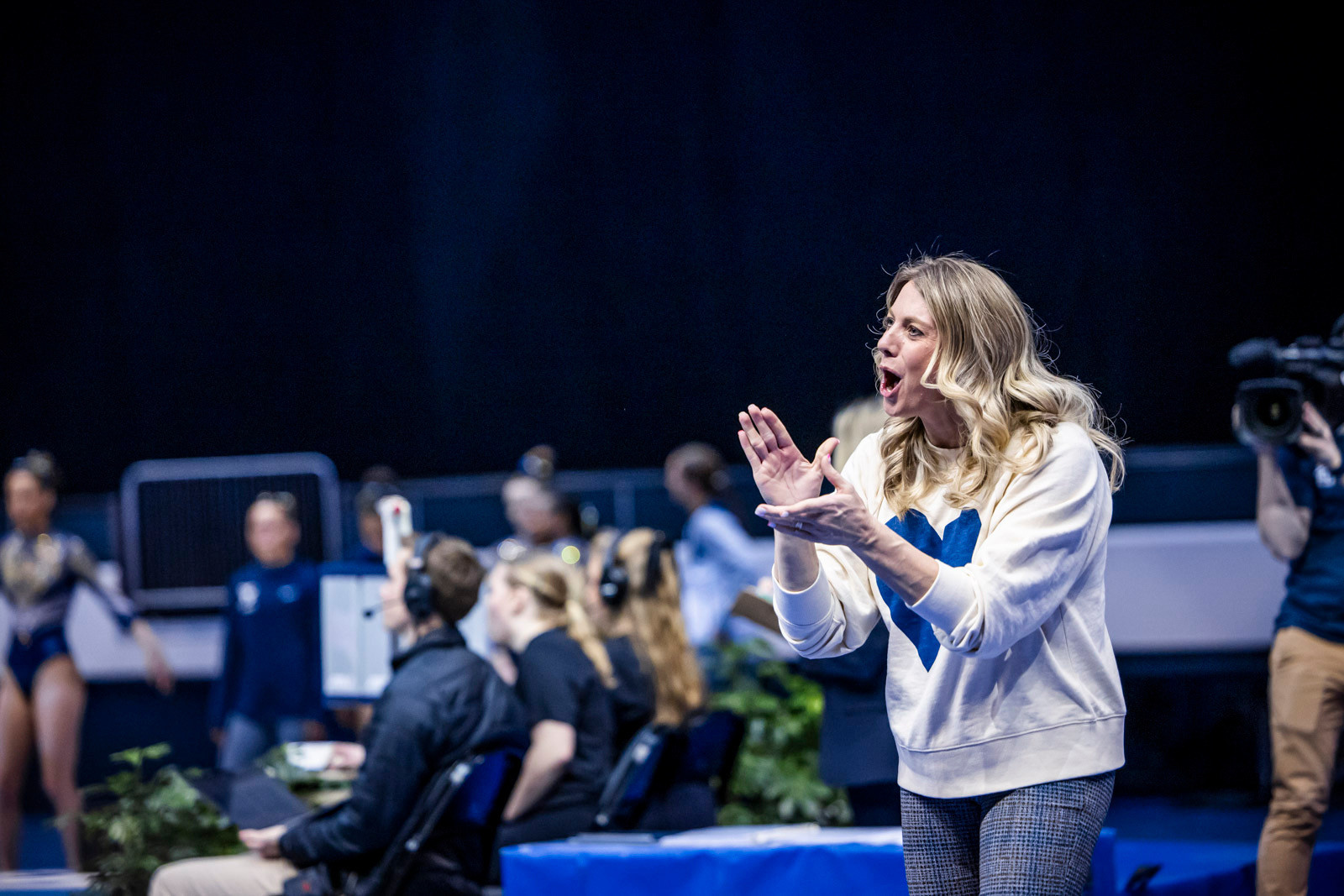 natalie-broekman-byu.JPG Natalie Broekman excitedly clapping during a BYU gymnastics meet