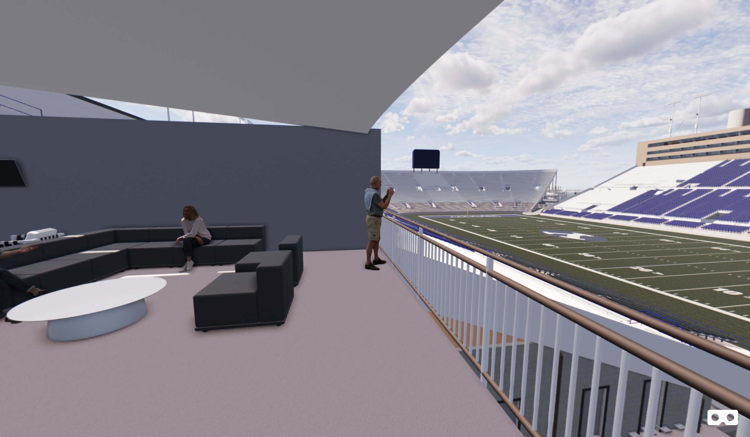 An artist rendering of the view from Champions Terrace onto the field in LaVell Edwards Stadium