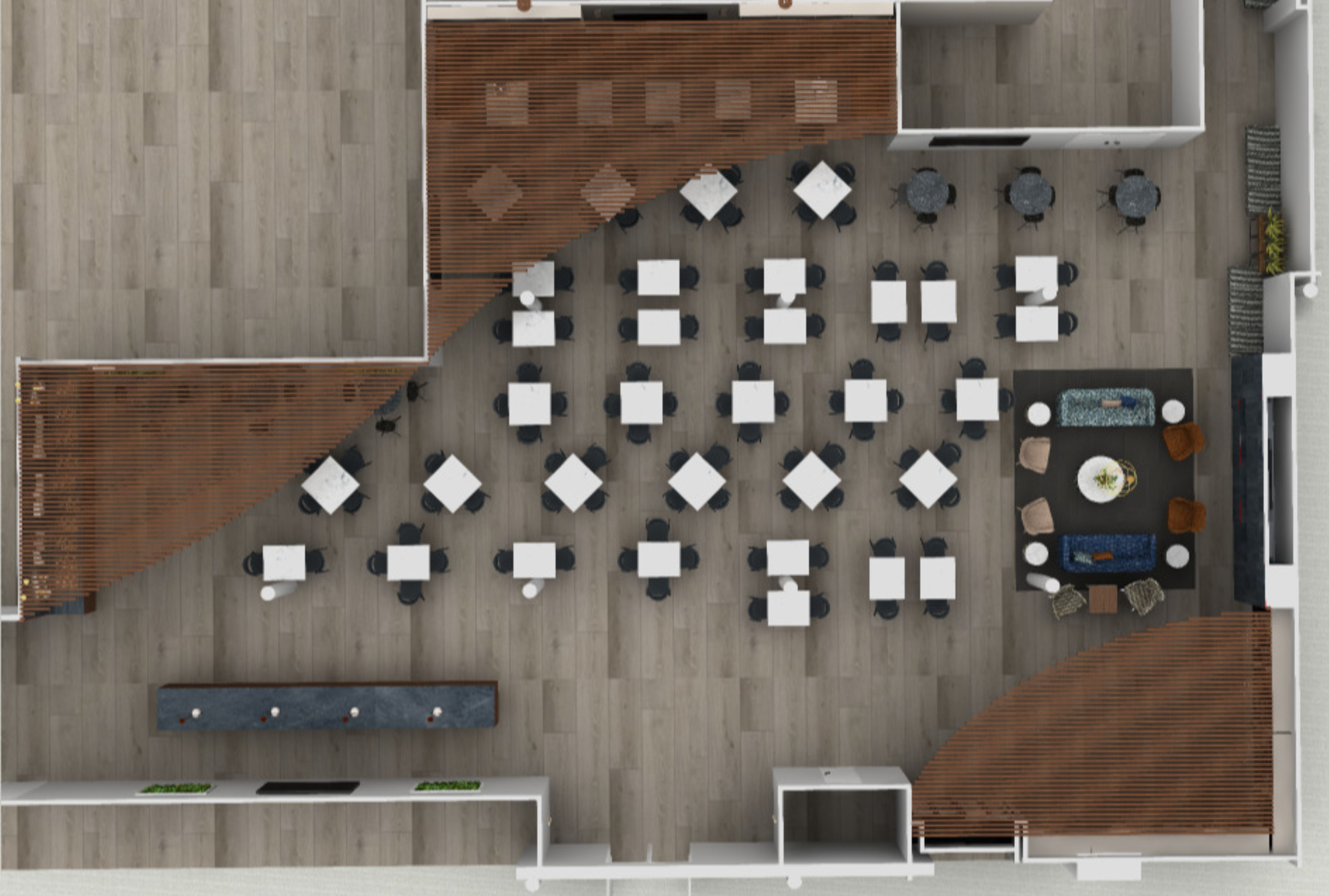 An artist rendering of an overhead view of Club 22 at LaVell Edwards Stadium